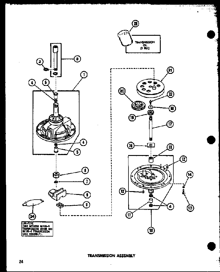 Transmission Assembly Diagram and Parts List for TAA400 P77040-2W Amana Washer