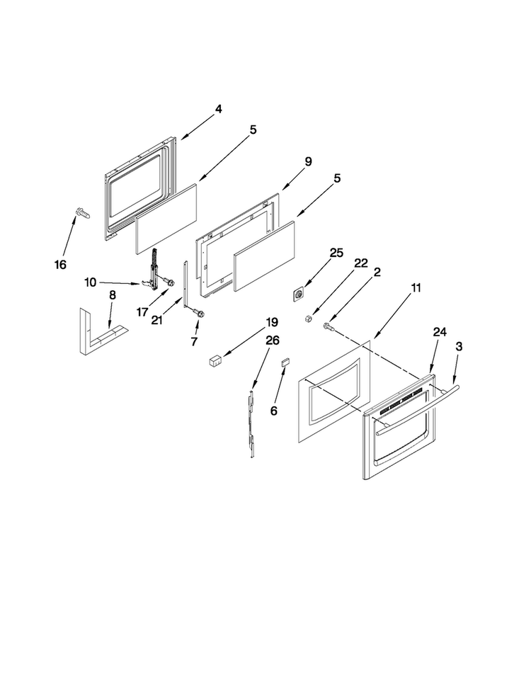 Door Parts Diagram and Parts List for MGR8772WB0  Maytag Range