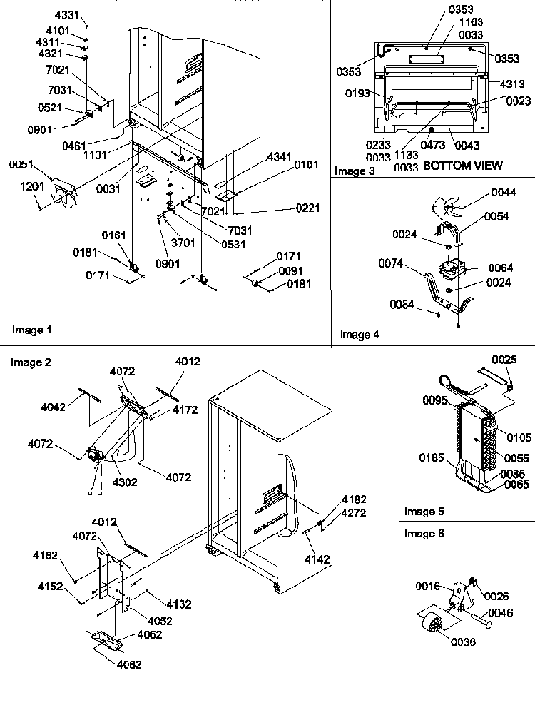 Drain Systems, Rollers, And Evaporator Assy Diagram and Parts List for SRDE327S3E-P1307103WE  Amana Refrigerator