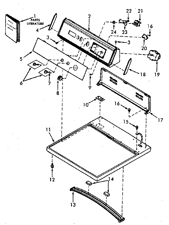 Control Hood, Controls And Cabinet Top Diagram and Parts List for NE4613W43721  Speed Queen Dryer