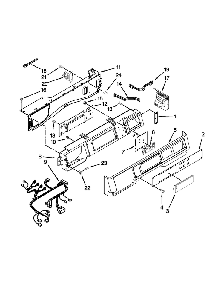 Control Panel Parts Diagram and Parts List for MHN30PDCWW0  Maytag Washer