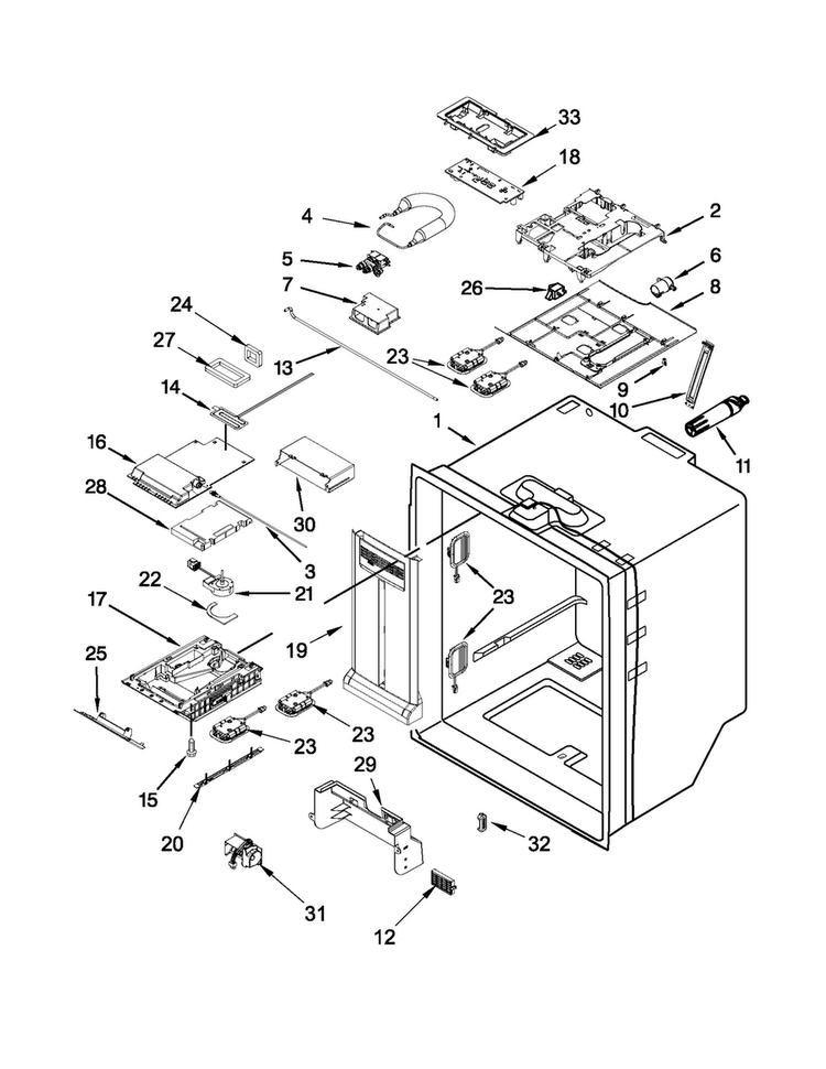 Refrigerator Liner Parts Diagram and Parts List for MFT2673BEW10  Maytag Refrigerator