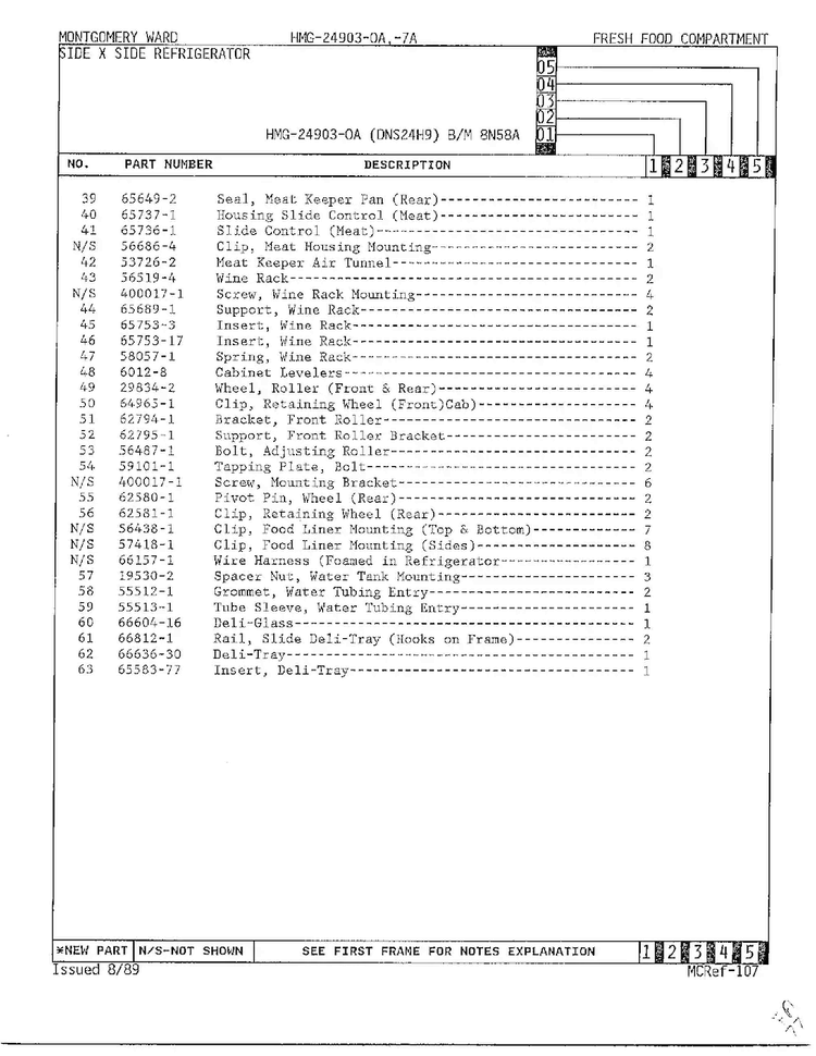 Fresh Food Compartment Page 3 Diagram and Parts List for 24903-OA  Admiral Refrigerator