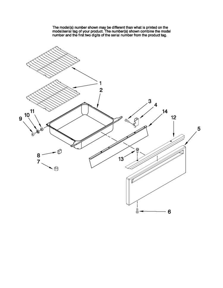 Drawer And Rack Parts Diagram and Parts List for MER5752BAS17  Maytag Range