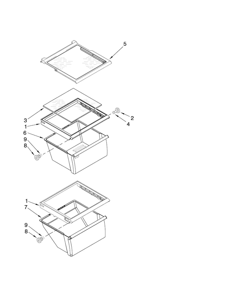 Refrigerator Shelf Parts Diagram and Parts List for MSD2572VEB00  Maytag Refrigerator