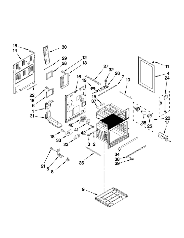 Chassis Parts Diagram and Parts List for MER6875BCS17  Maytag Range