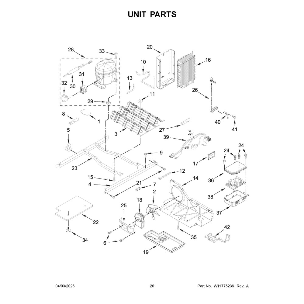 Unit Parts Diagram and Parts List for MRSF4036PB02  Maytag Refrigerator