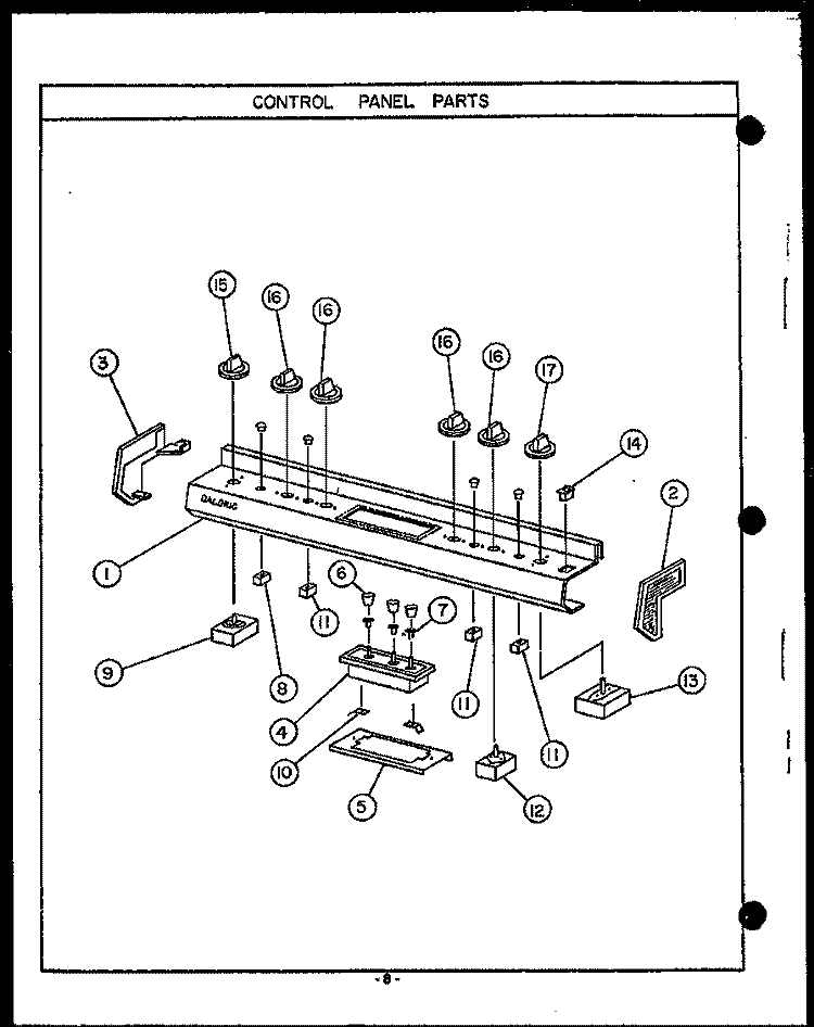 CONTROL PANEL PARTS Diagram and Parts List for ESS307  Caloric Range