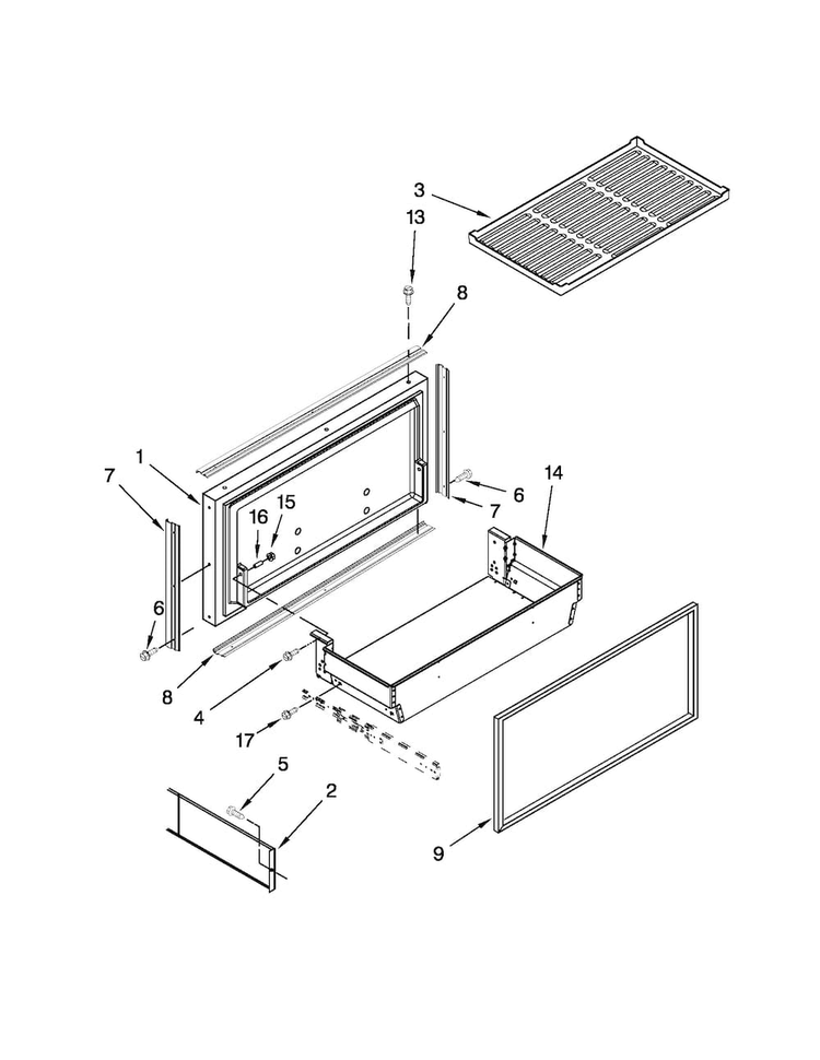 Freezer Door And Basket Parts Diagram and Parts List for JF42NXFXDW02  Jenn-Air Refrigerator