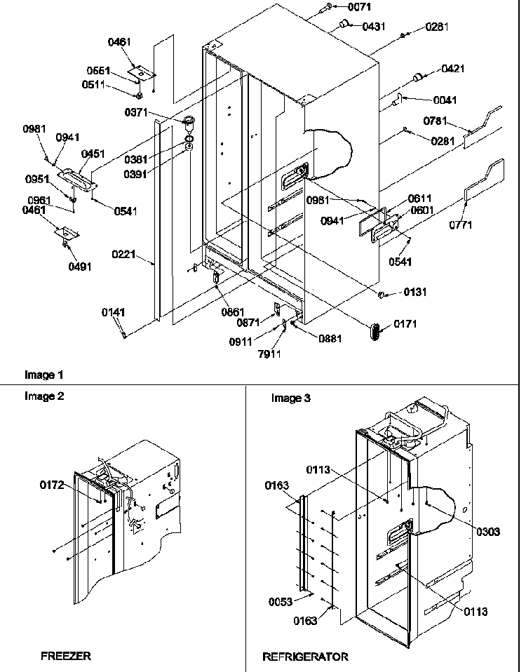 Cabinet Parts Diagram and Parts List for SRD522VW-P1320301WW  Amana Refrigerator