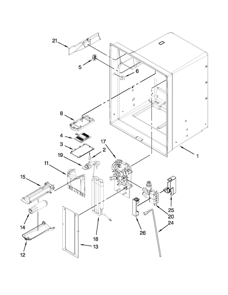 Refrigerator Liner Parts Diagram and Parts List for MFX2570AEB3  Maytag Refrigerator