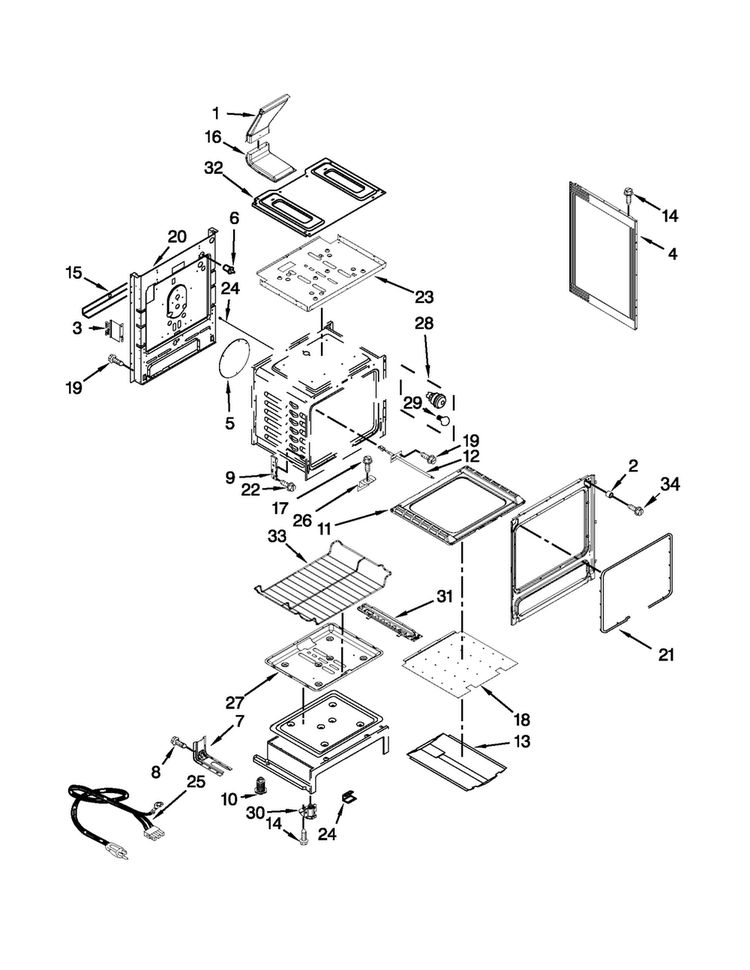 Chassis Parts Diagram and Parts List for MGR8674AW1  Maytag Range