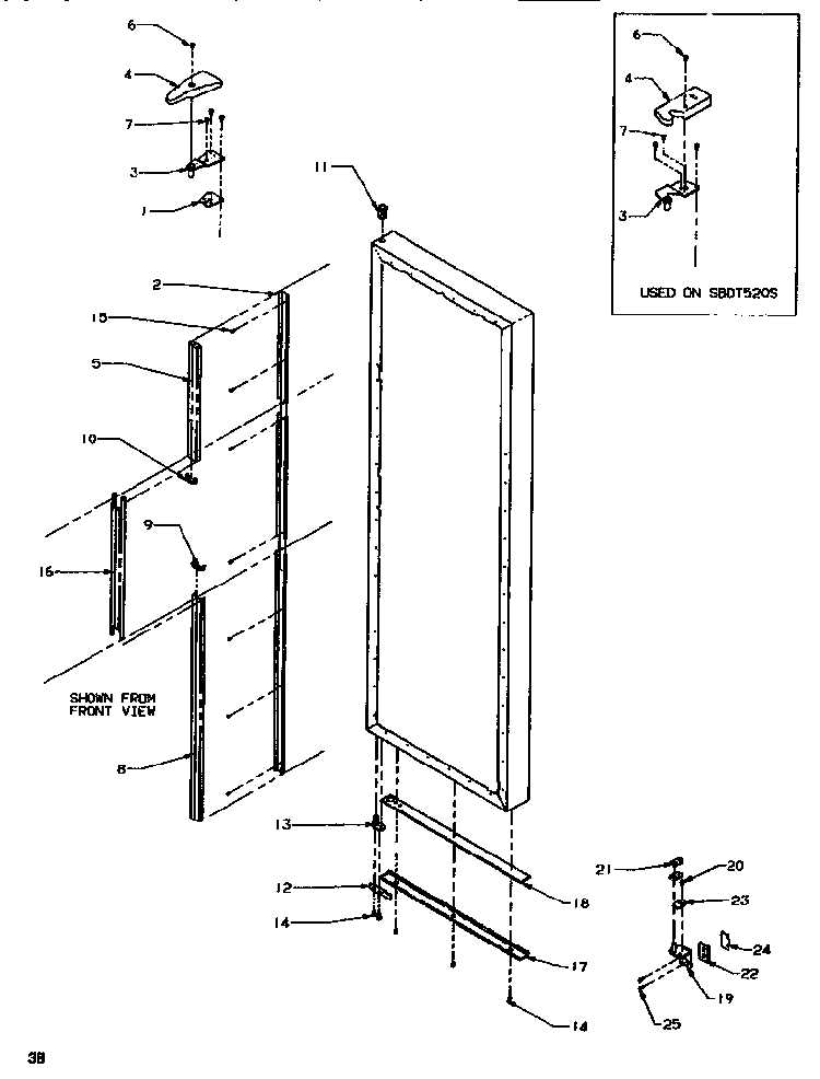 Door/hinge/trim Refrigerator Diagram and Parts List for SXD520SL-P1182401WL  Amana Refrigerator