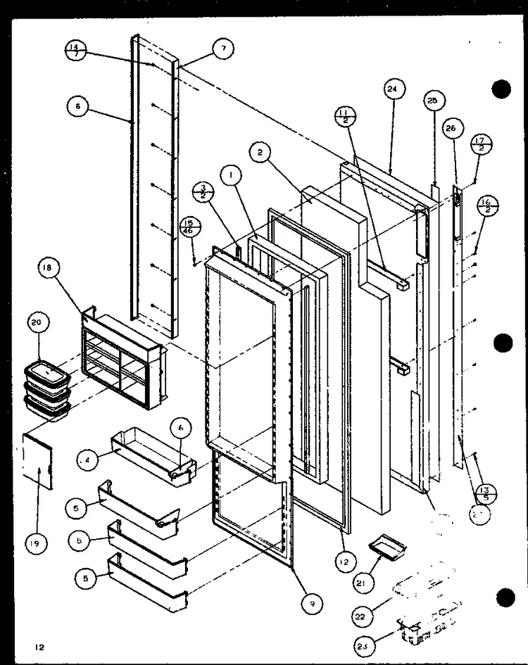 Refrigerator Door Diagram and Parts List for BHK2-P1100602W  Amana Refrigerator