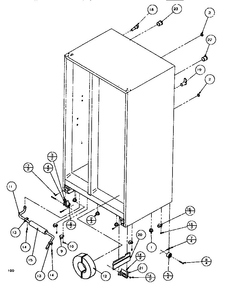 Drain And Rollers Diagram and Parts List for SBDE520K-P1109903W  Amana Refrigerator