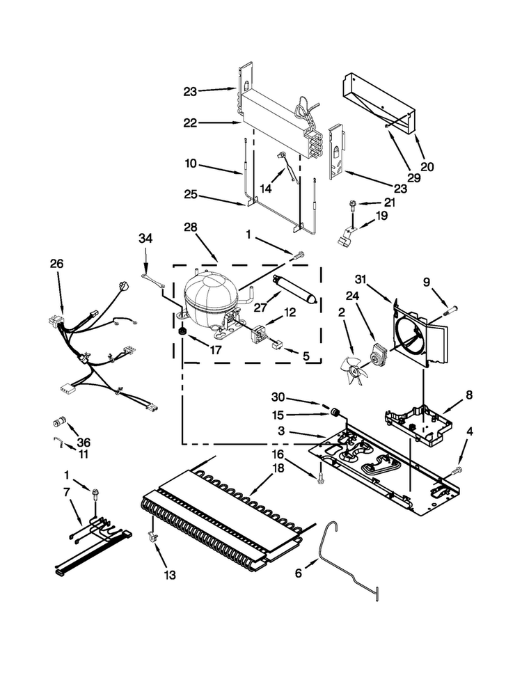 Unit Parts Diagram and Parts List for JFI2089AEP13  Jenn-Air Refrigerator