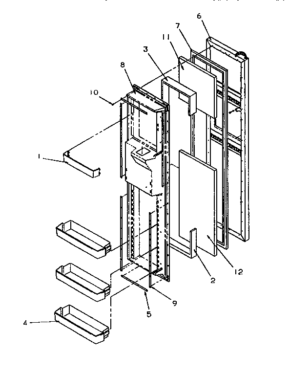 Freezer Door Diagram and Parts List for SSD25SL-P119042WL  Amana Refrigerator