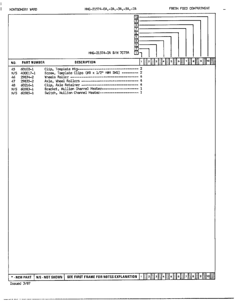Fresh Food Compartment Page 3 Diagram and Parts List for 21574A  Admiral Refrigerator