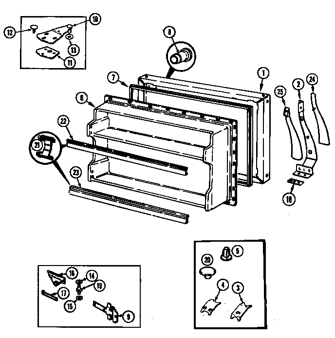 Freezer Door Diagram and Parts List for GT19X7A DC51A Maytag Refrigerator