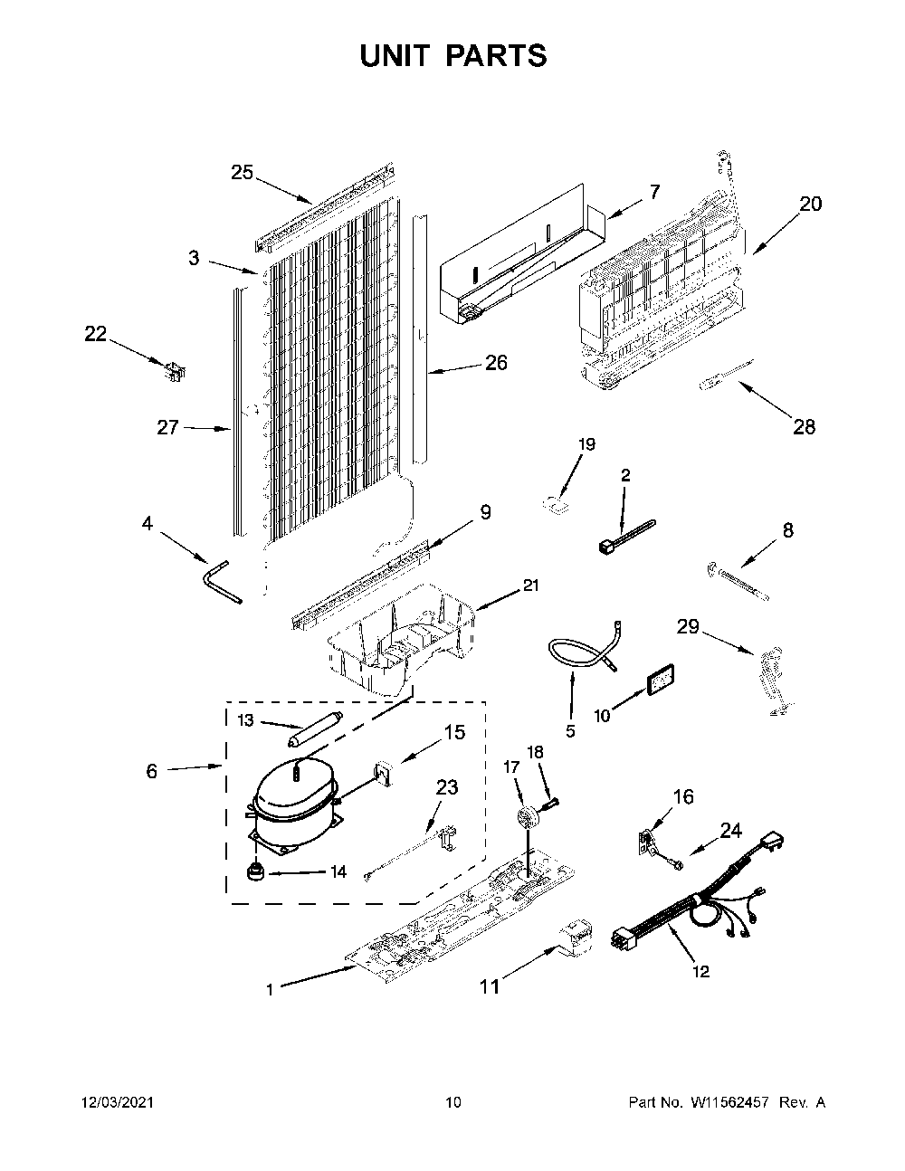 Unit Parts Diagram and Parts List for 10667803120  Kenmore Refrigerator