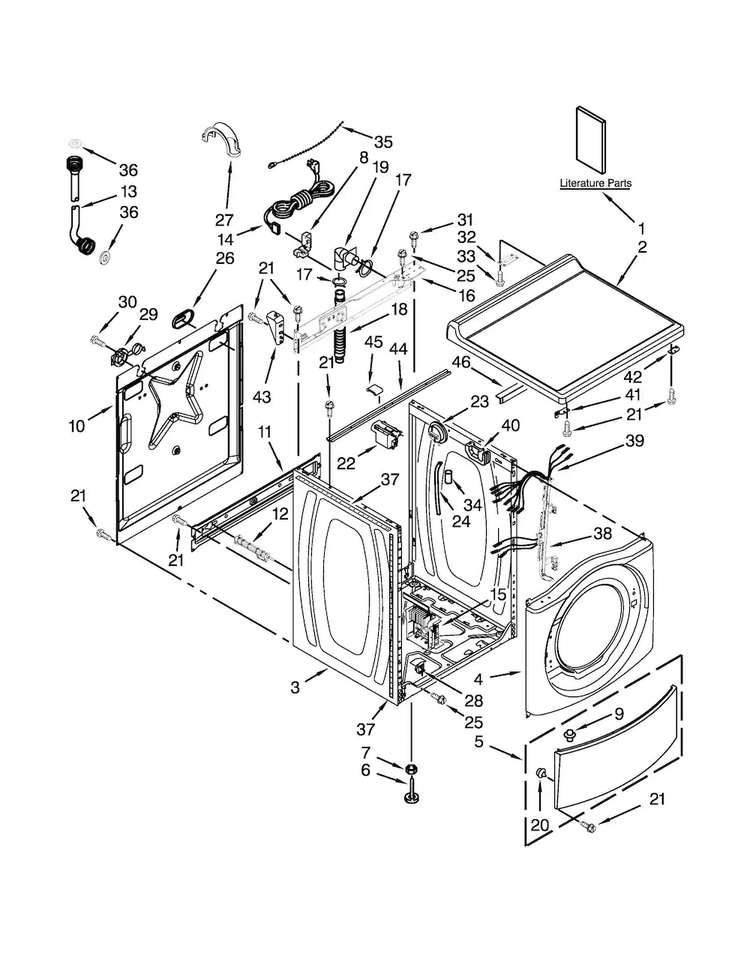Top And Cabinet Parts Diagram and Parts List for MHN30PRBWW0  Maytag Washer