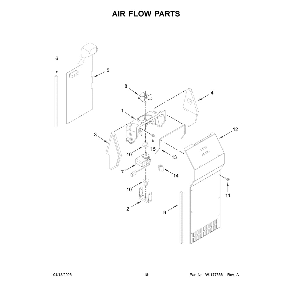 Air Flow Parts Diagram and Parts List for MRSF4036PW02  Maytag Refrigerator