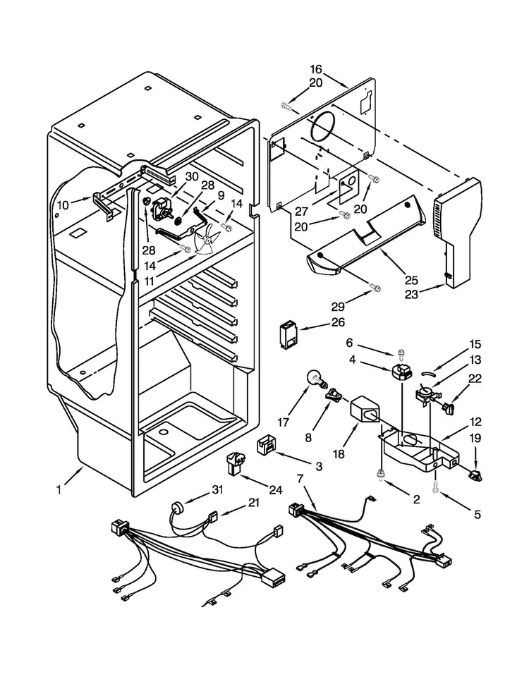 Liner Parts Diagram and Parts List for A4TXCGFBW00  Amana Refrigerator