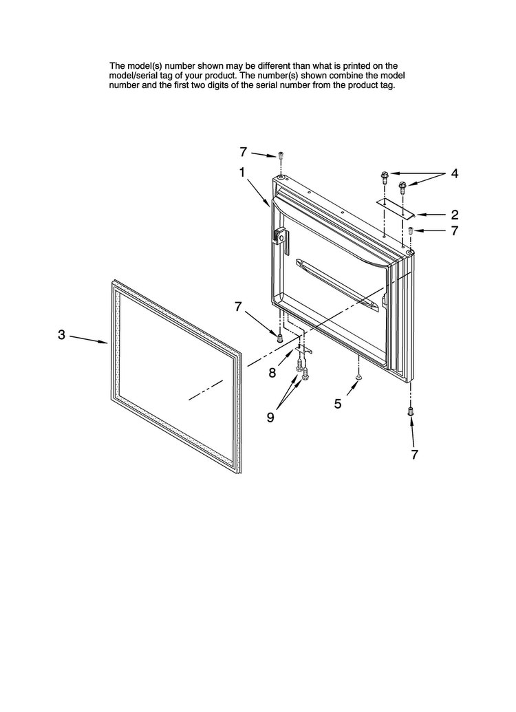Freezer Door Parts Diagram and Parts List for AB2526PEKW12  Amana Refrigerator