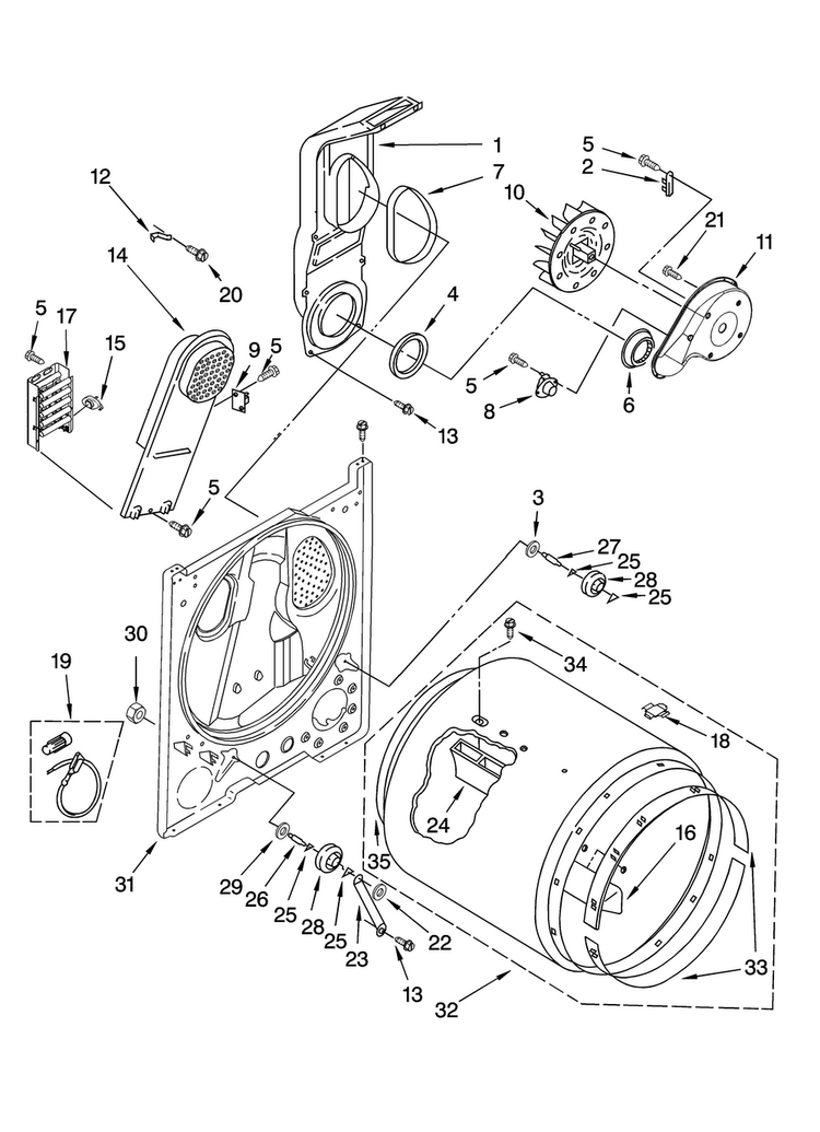 Bulkhead Parts, Optional Parts Diagram and Parts List for 4KNED5800TQ0  Amana Dryer