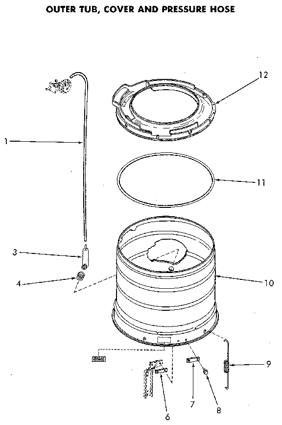 Outer Tub Diagram and Parts List for NA4821W33731  Speed Queen Washer