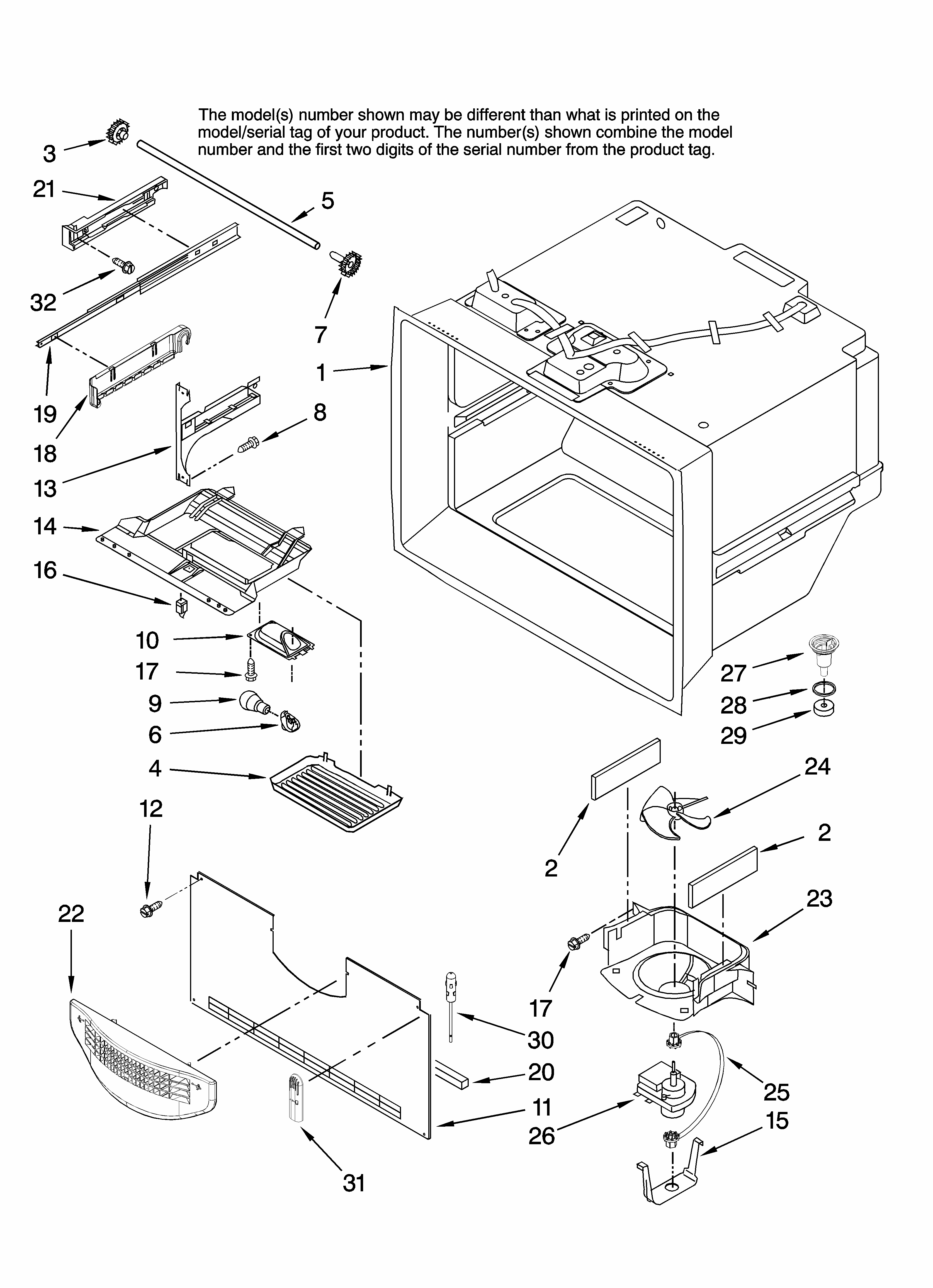 Freezer Liner Parts Diagram and Parts List for GB2026REKS13  Amana Refrigerator