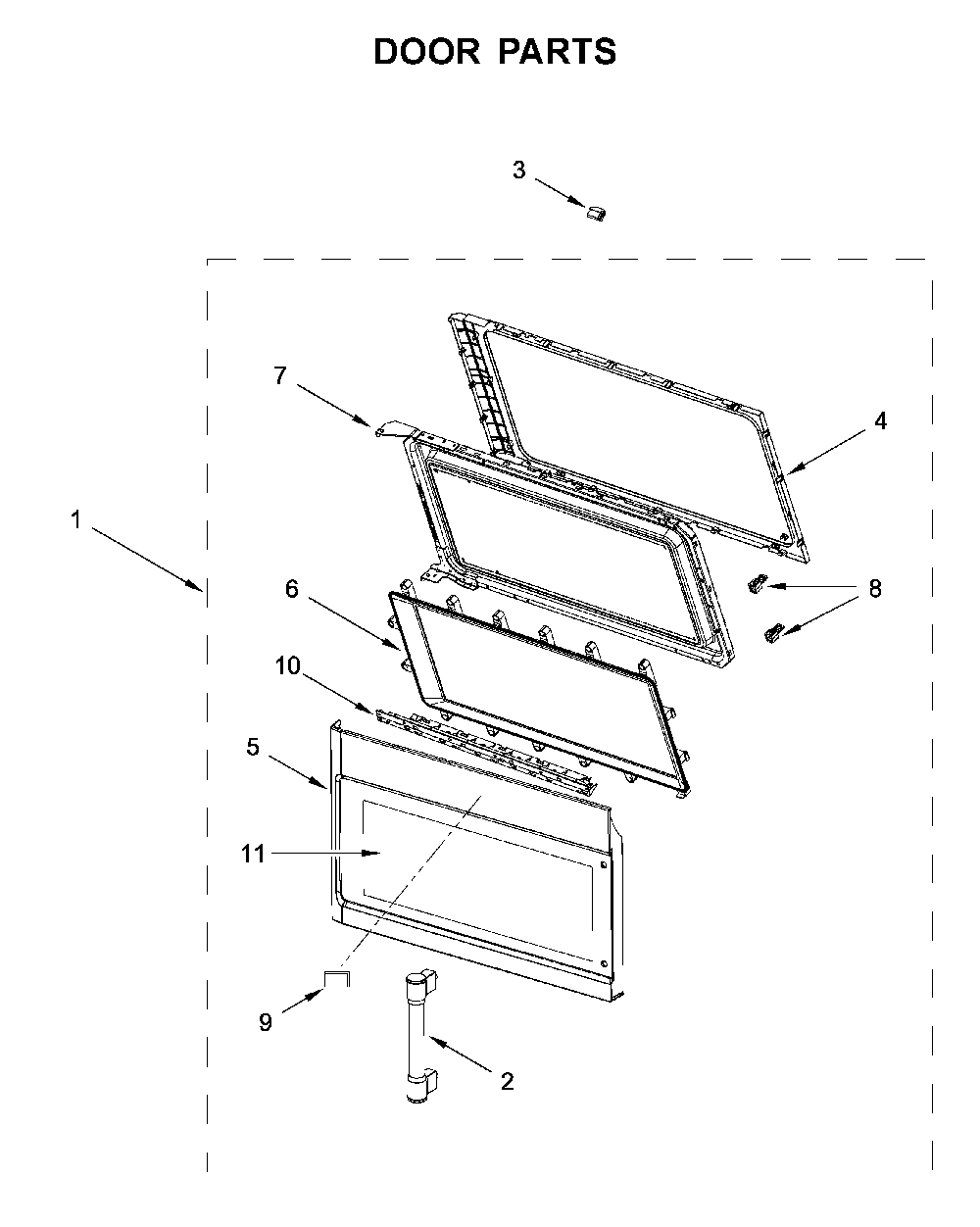 Door parts Diagram and Parts List for MMV4206HK1  Maytag Microwave
