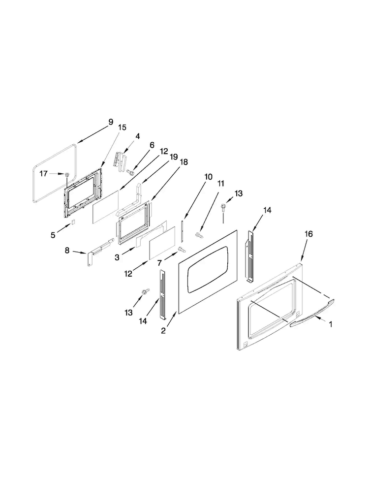 Door Parts Diagram and Parts List for JGS9900BDS16  Jenn-Air Range
