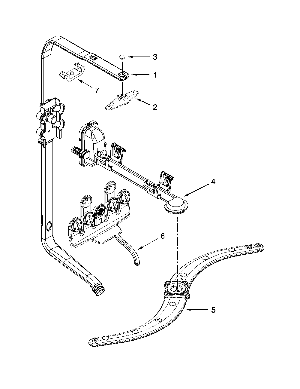 Upper Wash And Rinse Parts Diagram and Parts List for 66512774K314  Kenmore Dishwasher
