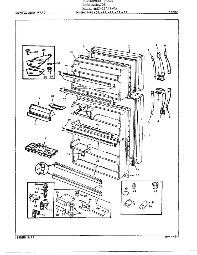 Doors/miscellaneous Diagram and Parts List for 21482-OA  Admiral Refrigerator