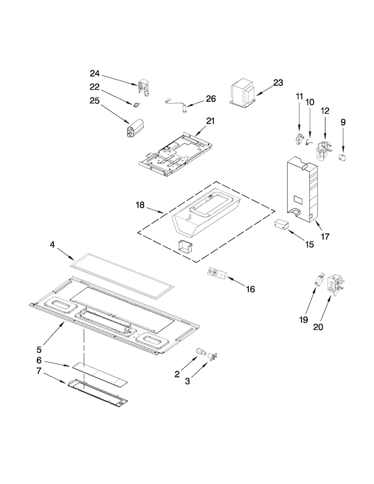 Interior And Ventilation Parts Diagram and Parts List for AMV2174VAW4  Amana Microwave