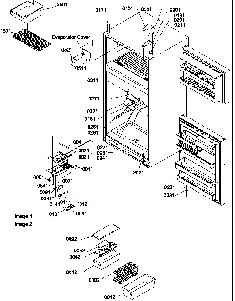 Door, Hinges And Accessories Diagram and Parts List for TSI22VL-P1306602WL  Amana Refrigerator