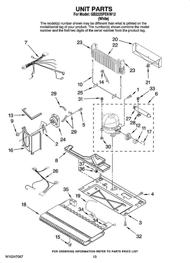 07 - Unit Parts Diagram and Parts List for GB2225PEKW12  Amana Refrigerator