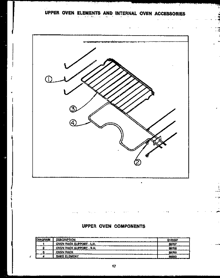 UP OVEN ELEMENTS & INTERNAL OVEN ACS Diagram and Parts List for EHD397  Caloric Range