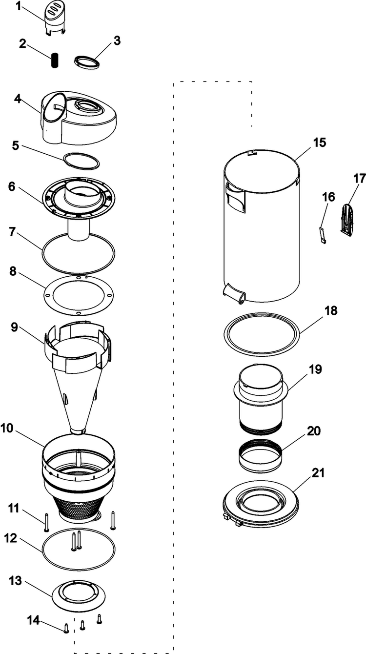 Dust Cup Diagram and Parts List for U5180-950  Hoover Upright Vacuum