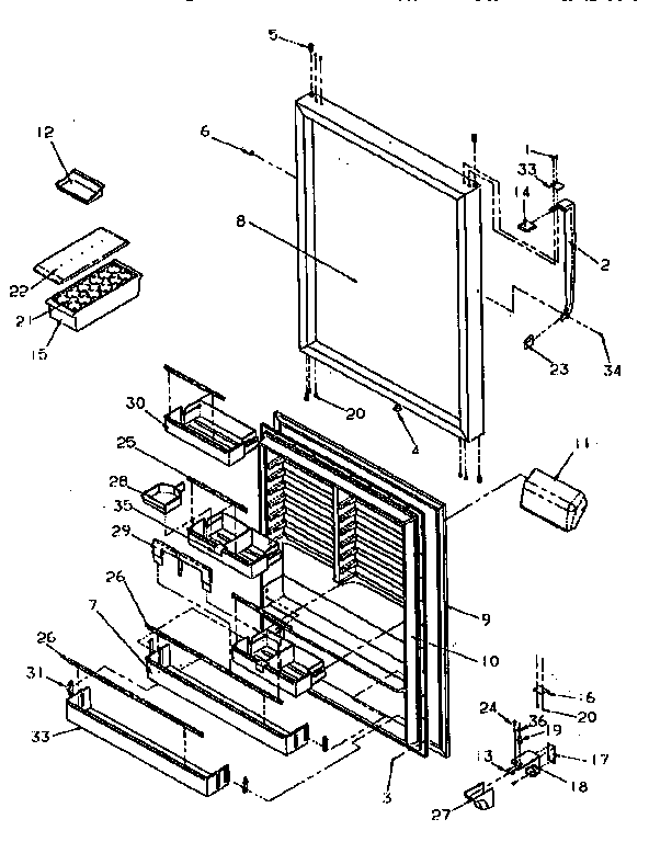 Refrigerator Door Diagram and Parts List for TR21S4W-P1196104WW  Amana Refrigerator