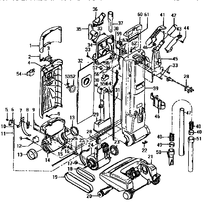 Unit Parts Diagram and Parts List for U6335-930  Hoover Upright Vacuum
