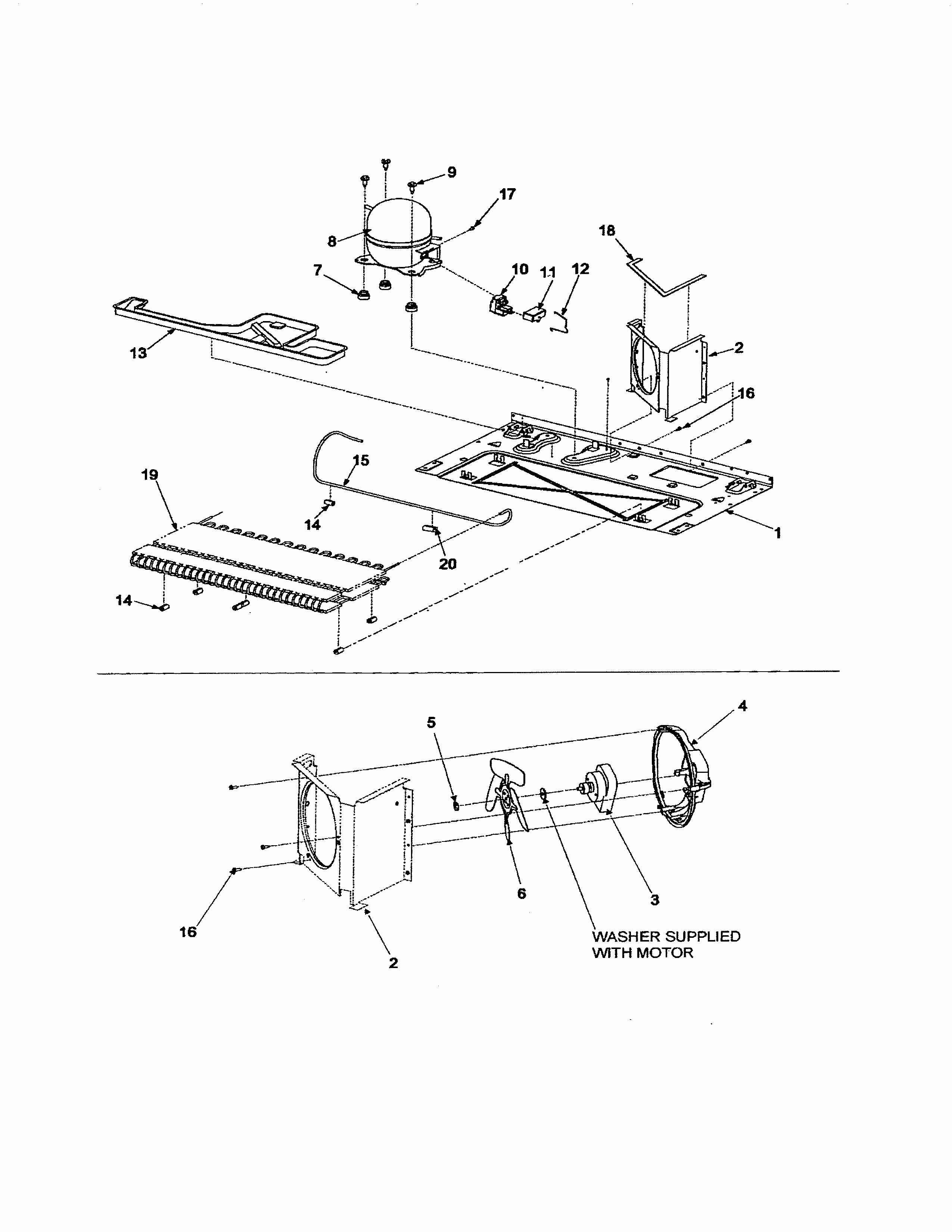 Compressor Diagram and Parts List for 59673502203  Kenmore Refrigerator
