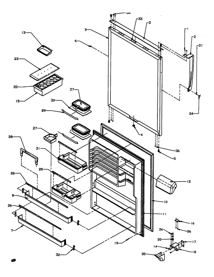 Refrigerator Door Txi//tx21a3 Diagram and Parts List for TC18A3-P1181812W  Amana Refrigerator