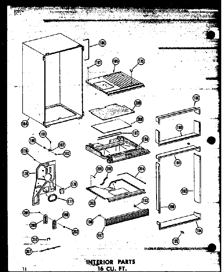 Interior Parts 16 Cu. Ft. Diagram and Parts List for T16W-P60303-8W  Amana Refrigerator