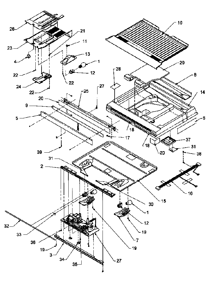 Divider Block Diagram and Parts List for THI21S3L-P1194701WL  Amana Refrigerator