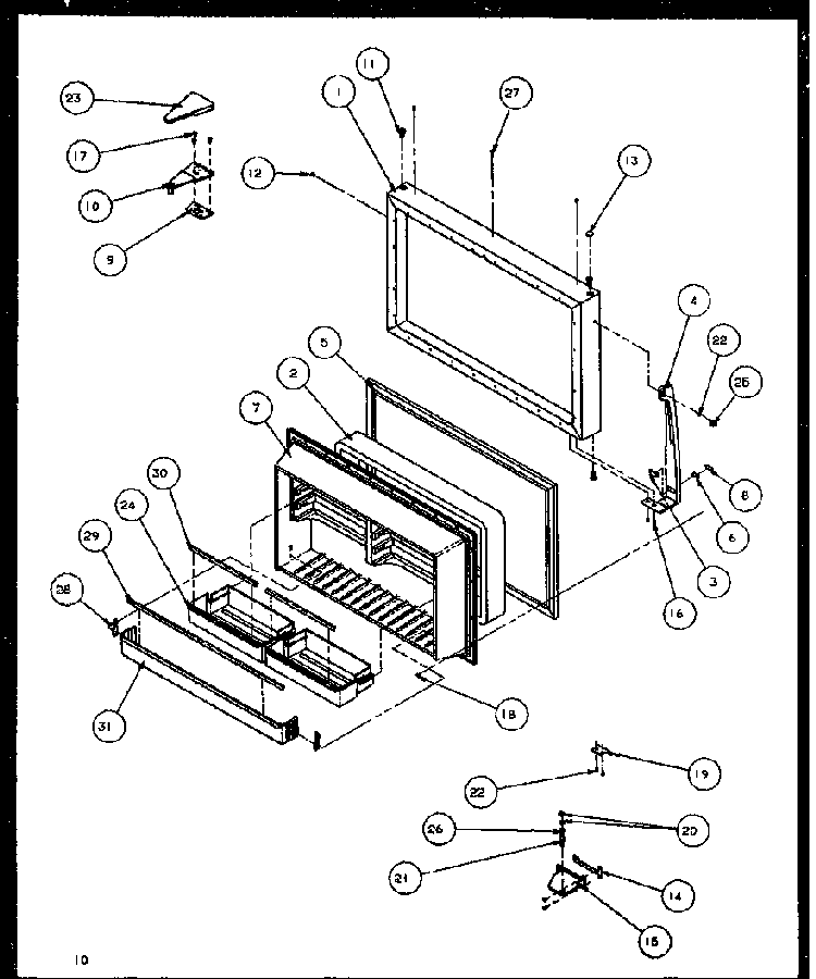 Freezer Door Diagram and Parts List for TG18RBW-P1158303WW  Amana Refrigerator