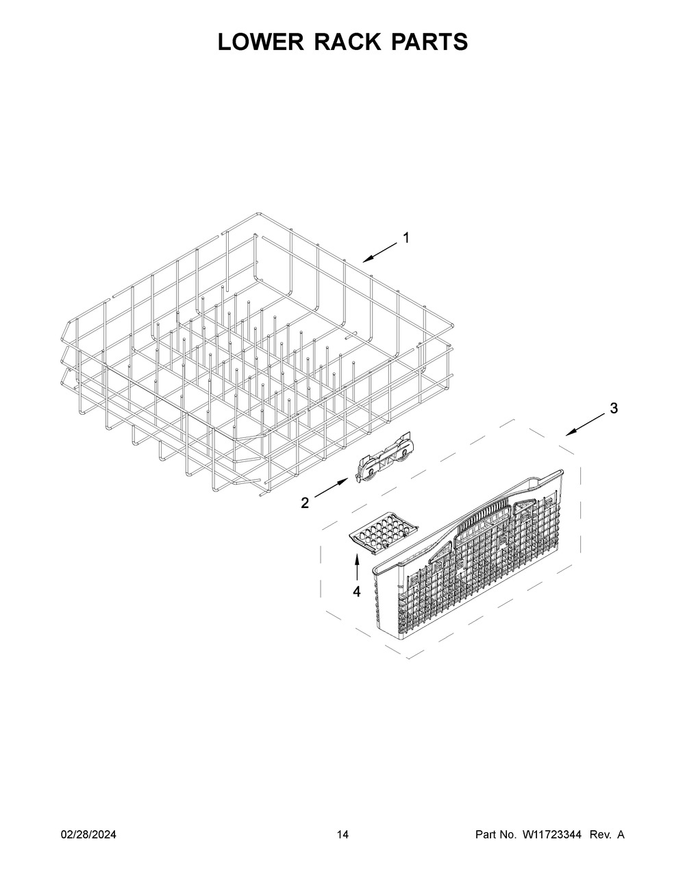 Lower Rack Parts Diagram and Parts List for MDB8959SKW3  Maytag Dishwasher