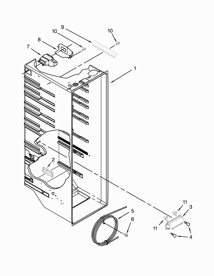 Refrigerator Liner Parts Diagram and Parts List for ASD2275BRB02  Amana Refrigerator