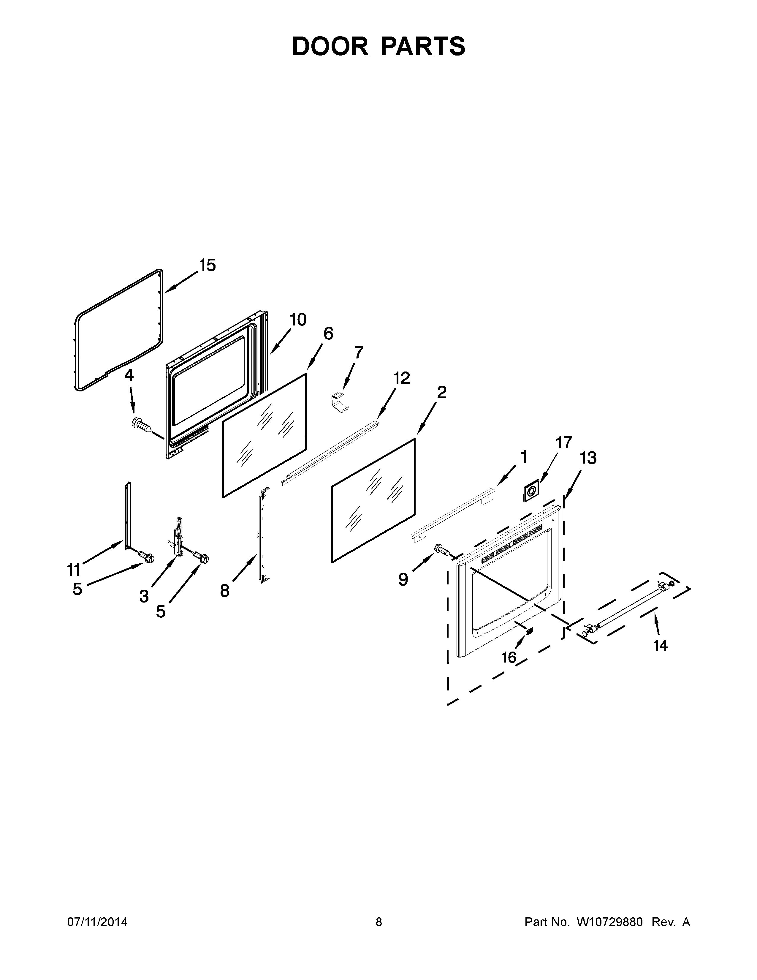 05 - DOOR PARTS Diagram and Parts List for YMER8850DS1  Maytag Range